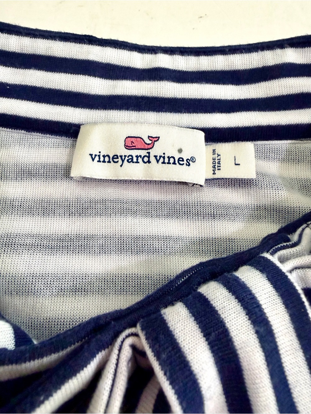 Vineyard Vines Navy White Striped Cotton Mini Tunic Dress Size Large Knit - Picture 8 of 12